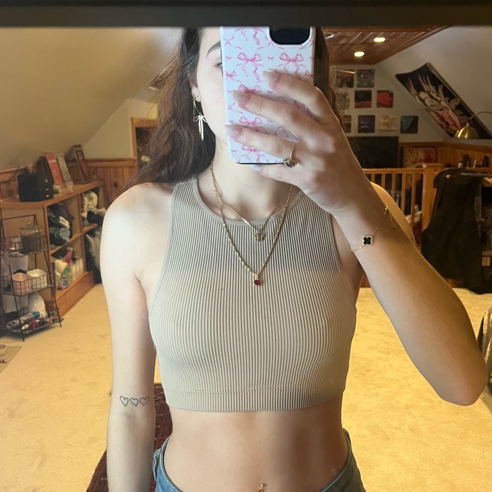 Garage ribbed cropped tank top